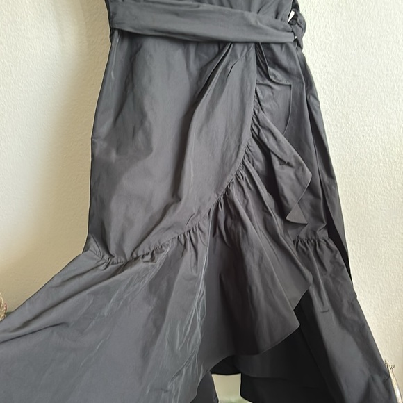 Rebecca Taylor Sleeveless Taffeta Black Tulip Ruffle Dress Size 4 - Picture 6 of 11